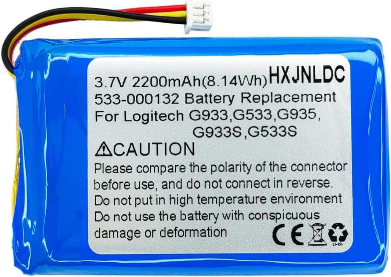 HXJNLDC 3.7V 2200mAh Li-ion Battery for Logitech G933,G533,G935,G933S,G533S Wireless Artemis Spectrum Gaming Headset Battery ReplacementCompatible 533-000132