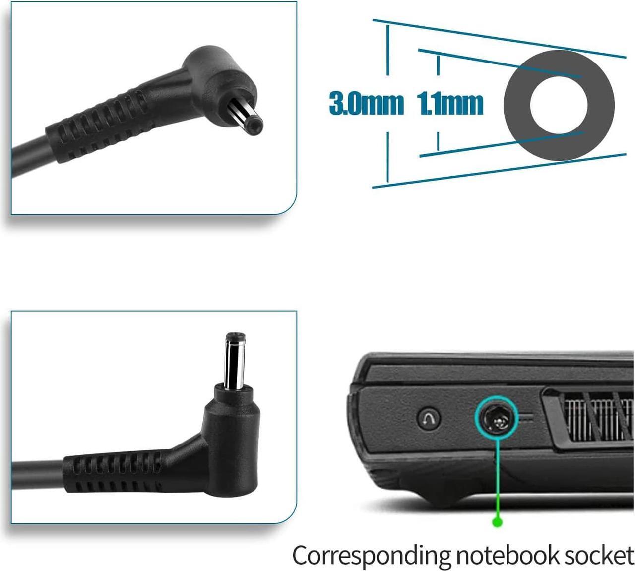 Alt view image 2 of 6 - 65W 45W AC Power Adapter Charger Fit for Acer Swift Spin 1 3 5 SF113-31 SF114-32 SF314-51 SF315-41 SF314-52 SF315-52 Acer Chromebook 11 13 14 15 R11 CB3-131-C3SZ Aspire A515-54 A515-54G Supply Cord