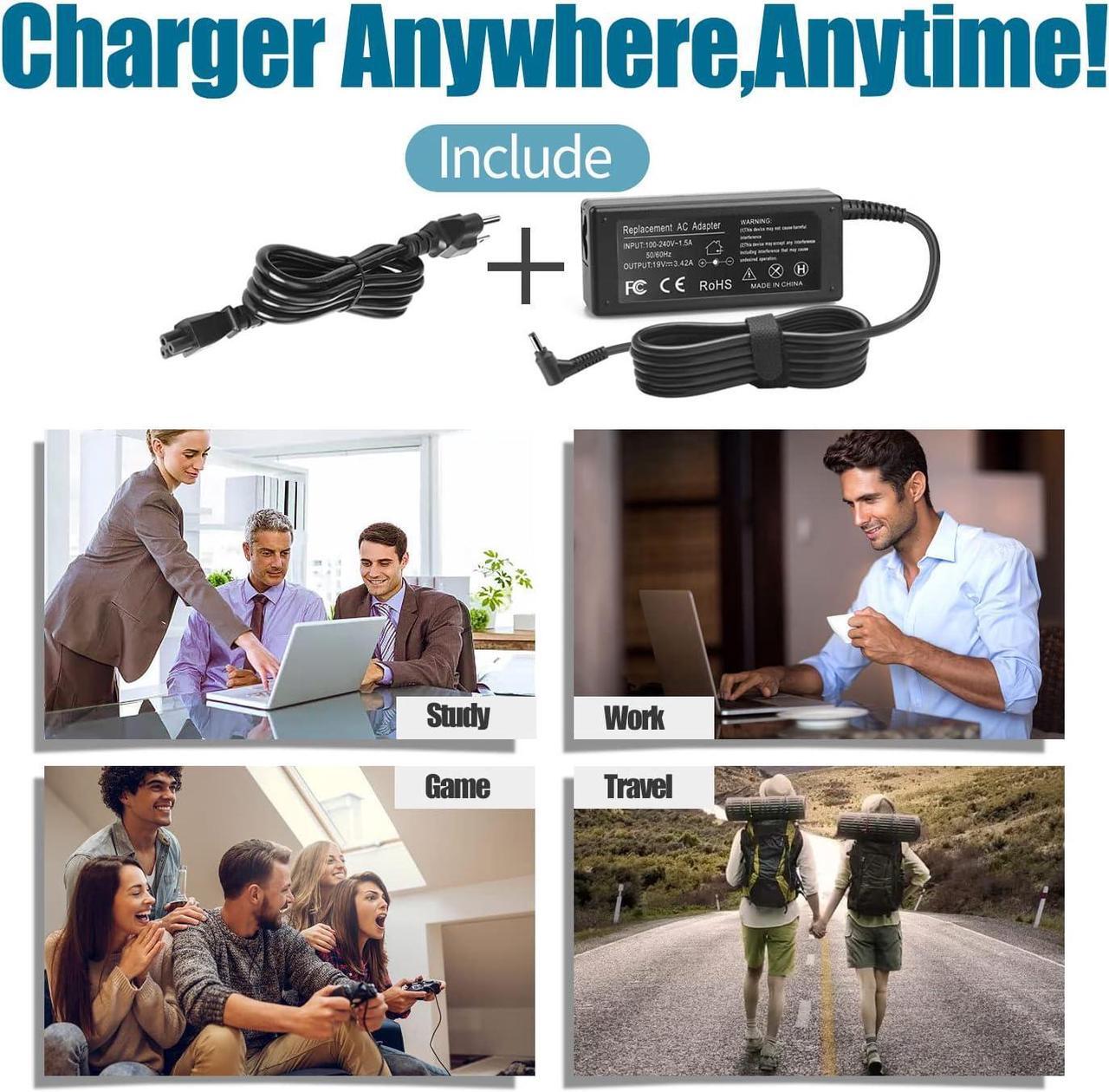 Alt view image 5 of 6 - 65W 45W AC Power Adapter Charger Fit for Acer Swift Spin 1 3 5 SF113-31 SF114-32 SF314-51 SF315-41 SF314-52 SF315-52 Acer Chromebook 11 13 14 15 R11 CB3-131-C3SZ Aspire A515-54 A515-54G Supply Cord