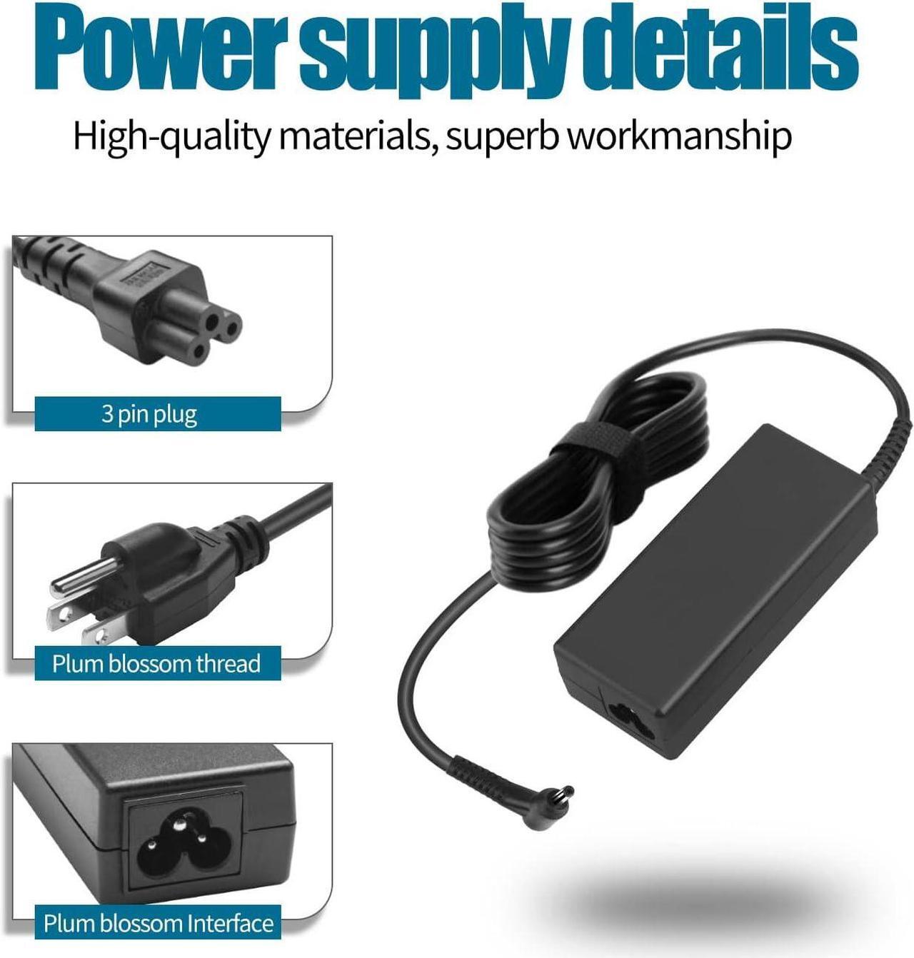 Alt view image 4 of 6 - 65W 45W AC Power Adapter Charger Fit for Acer Swift Spin 1 3 5 SF113-31 SF114-32 SF314-51 SF315-41 SF314-52 SF315-52 Acer Chromebook 11 13 14 15 R11 CB3-131-C3SZ Aspire A515-54 A515-54G Supply Cord