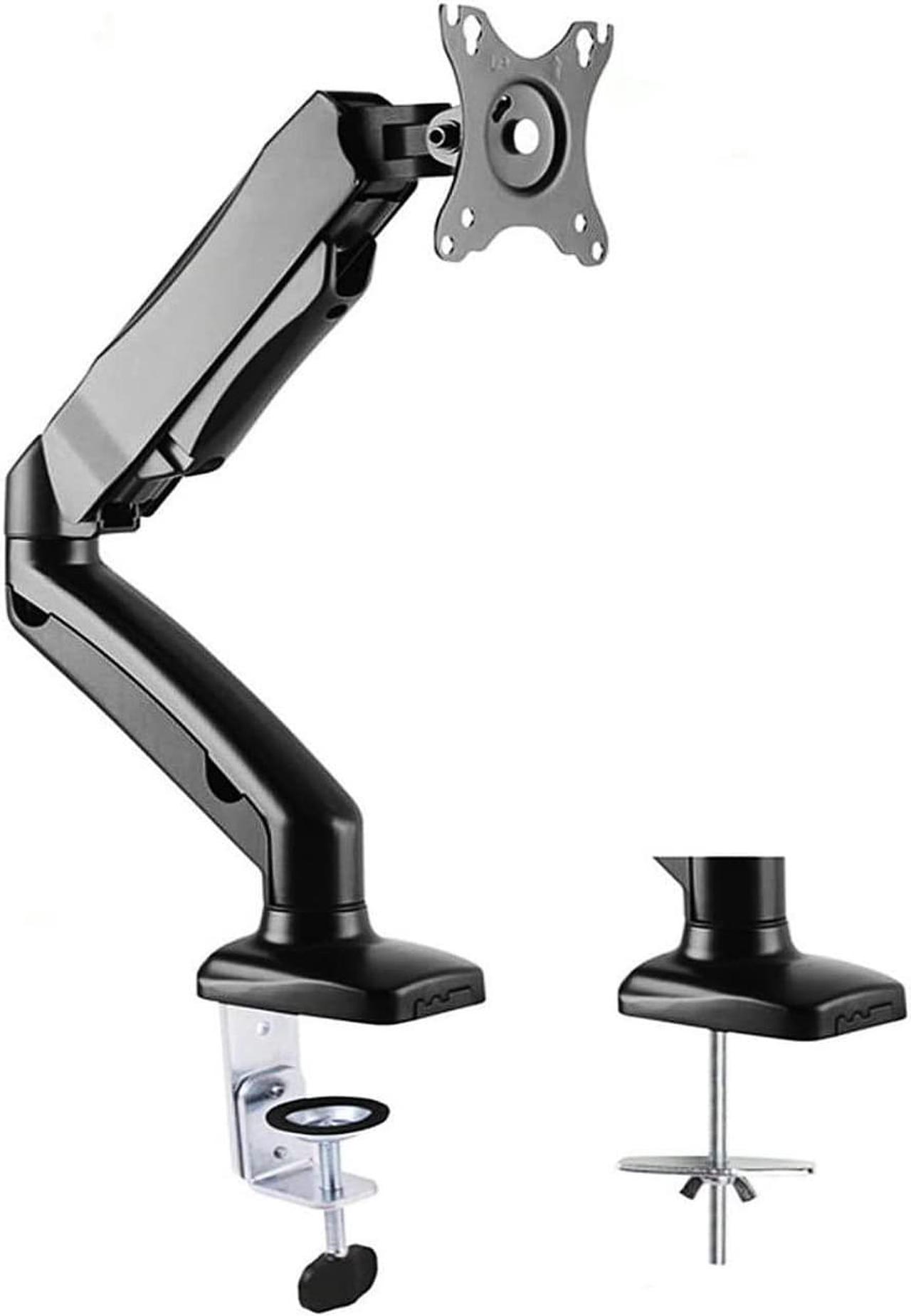 Single Monitor Arm Gas Spring VESA Bracket with Clamp and Grommet Mounting Base, Monitor Mount with Cable Management for 13" to 27" Computer Monitor-Each Arm Holds 4.4 to 14.3lbs - PrimeCables