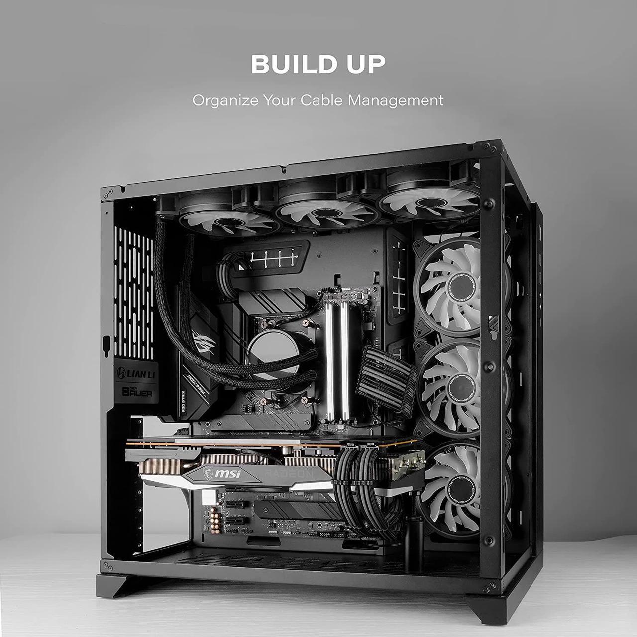 Alt view image 7 of 7 - EZDIY-FAB PSU Extension Cable Sleeved Custom Mod PC Power Supply Cable, Soft Nylon Braided with Comb Kit 24PIN/8PIN to 6+2Pin/ 8PIN to 4+4PIN-30CM 300MM - Black Grey