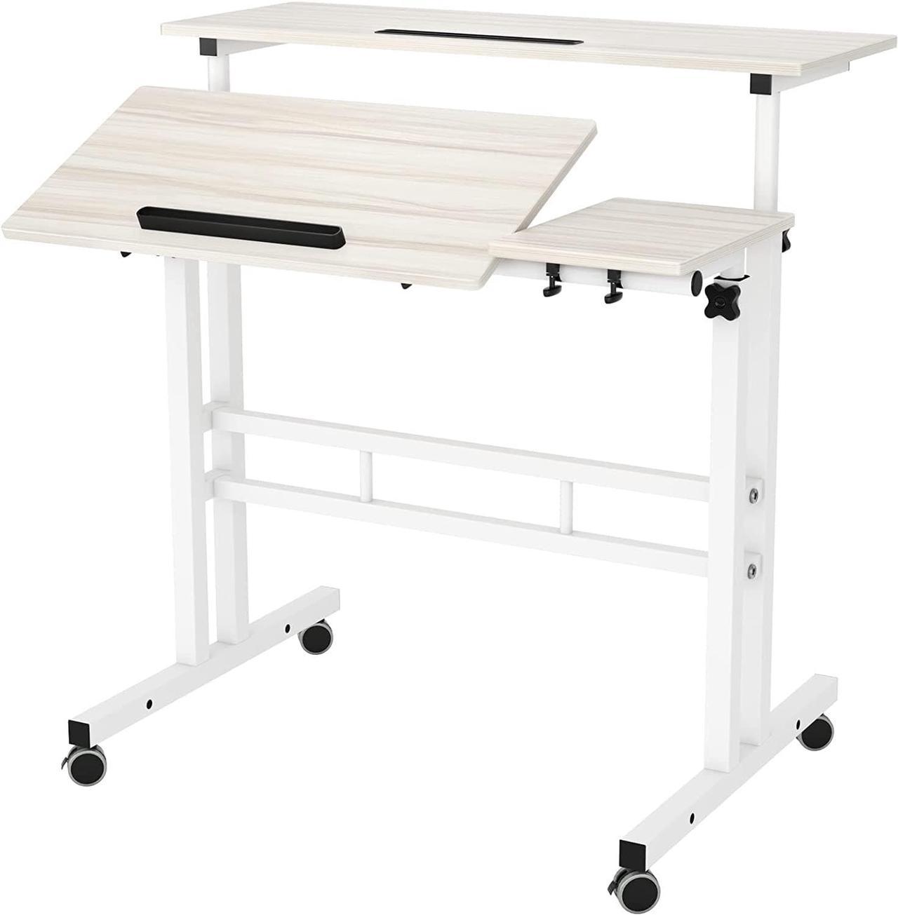 SogesHome 31.5 inches Adjustable Laptop Desk Standing Desk Portable Computer Desk Laptop Table Adjustable Desk Stand Desk, White Maple, NSDCA-101-2MP