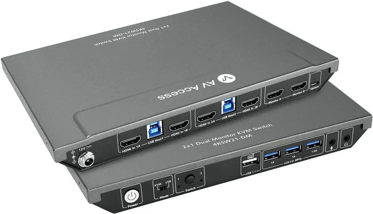 Main image of AV Access KVM Switch Dual Monitor 4K@60Hz, 2K@144Hz, 1080P@240Hz, USB 3.0 KVM Switch 2 Monitors 2 Computers, Ultrawide Screen PC Keyboard Mouse Switcher, Hotkey Switch