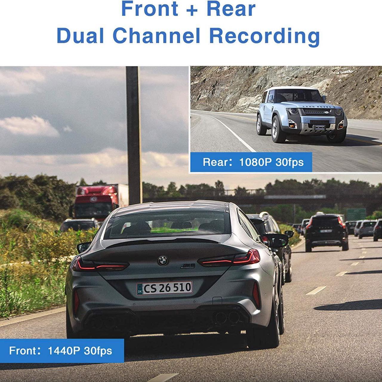Alt view image 2 of 7 - Dash Cam Front and Rear 1440P+1080P Dual Channel Car Dash Camera w/WiFi, GPS, Anti-Glare Filter, Super Night Vision, Supercapacitor, Parking Monitor, G-Sensor, Support 256GB Storage  A139 2CH