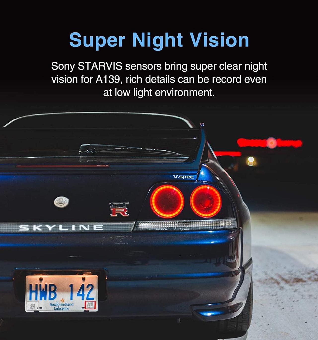 Alt view image 5 of 7 - Dash Cam Front and Rear 1440P+1080P Dual Channel Car Dash Camera w/WiFi, GPS, Anti-Glare Filter, Super Night Vision, Supercapacitor, Parking Monitor, G-Sensor, Support 256GB Storage  A139 2CH