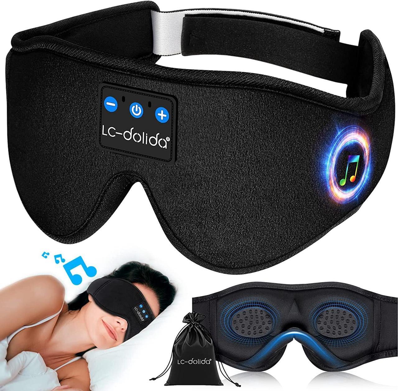 Sleep Mask Bluetooth 3D, Sleeping Headphones Music Eye Cover Headsets Travel Built-in HD Ultra Soft Thin Speakers Microphones For Side Sleeper Airplane,Personalised Gifts Men Women Mom Dad Unisex