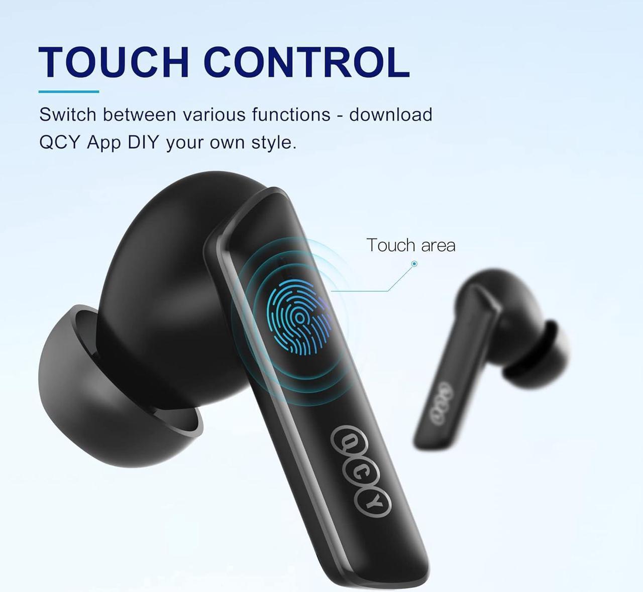 Alt view image 7 of 7 - QCY HT05 Multi-Mode Active Noise Cancelling Wireless Earbuds, AI-Enhanced Calls Bluetooth Headphones with 6 Mics, Anti-Wind Noise, Transparency, App for Custom EQ, 30H Playtime, Bluetooth 5.2