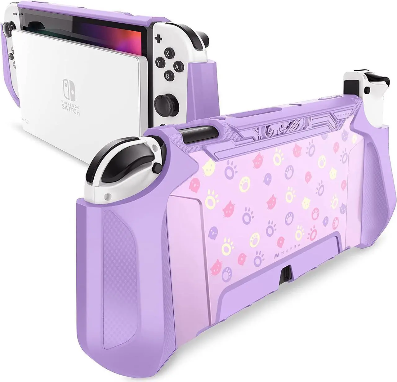 Main image of Mumba Dockable Case for Nintendo Switch OLED 2021, [Blade Series] TPU Grip Protective Cover Accessories Compatible with Nintendo Switch OLED and Joy-Con Controller (BBPurple)