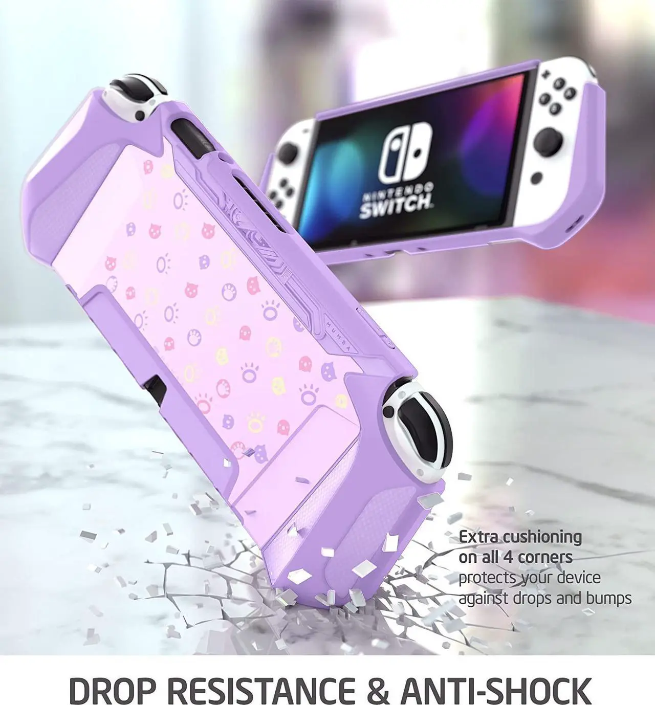 Alt view image 3 of 7 - Mumba Dockable Case for Nintendo Switch OLED 2021, [Blade Series] TPU Grip Protective Cover Accessories Compatible with Nintendo Switch OLED and Joy-Con Controller (BBPurple)