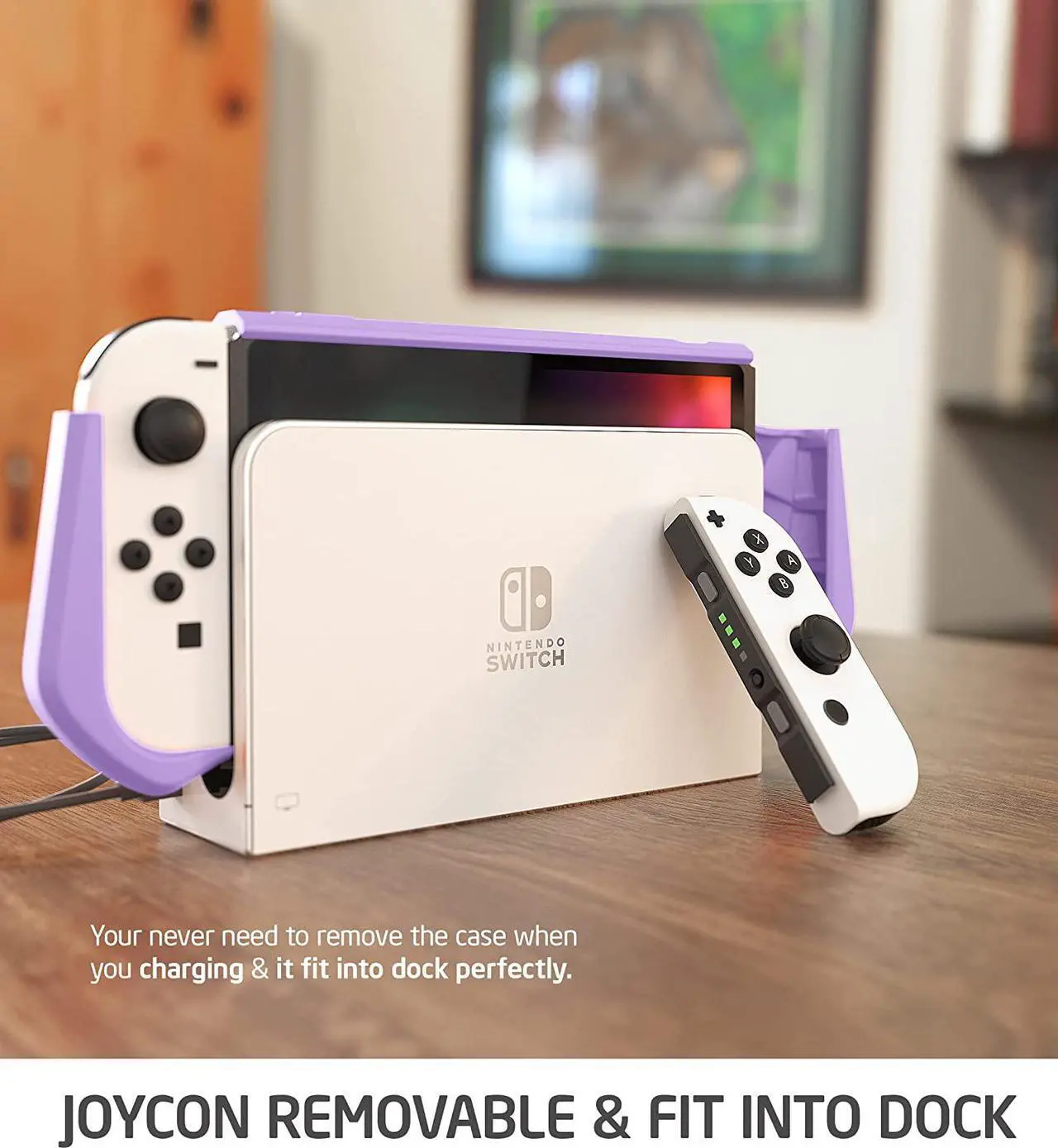 Alt view image 2 of 7 - Mumba Dockable Case for Nintendo Switch OLED 2021, [Blade Series] TPU Grip Protective Cover Accessories Compatible with Nintendo Switch OLED and Joy-Con Controller (BBPurple)