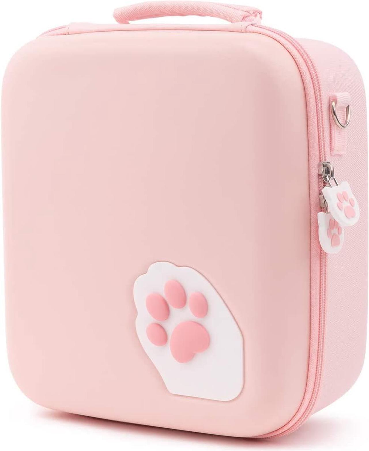 GeekShare Pink Cat Paw Case Compatible with Nintendo Switch, Protective Travel System Case with 18 Game-Card Slots for Switch Console, Pro Controller, Dock and Accessories