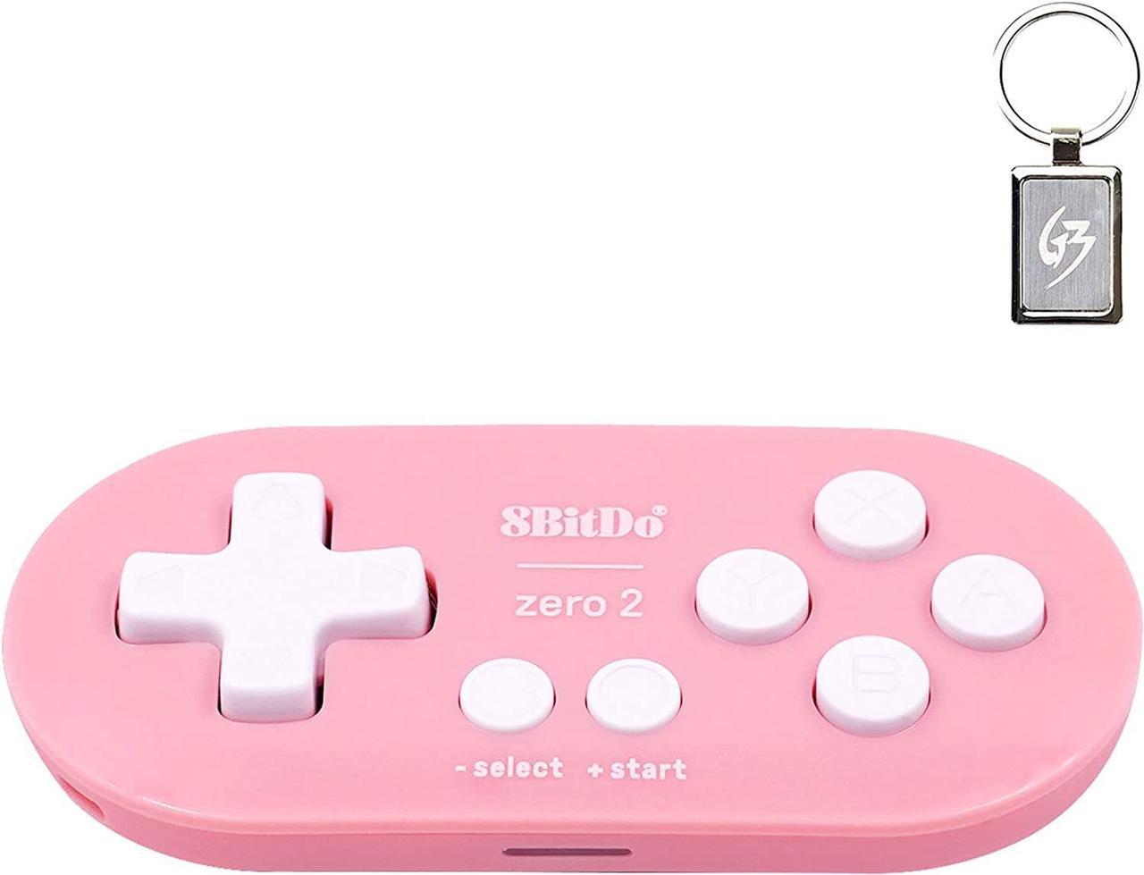 Mcbazel 8Bitdo Zero 2 Bluetooth Gamepad Wireless Controller for NS Switch/Windows/Android/macOS/Steam/Raspberry Pi (Pink Edition) with Keychain