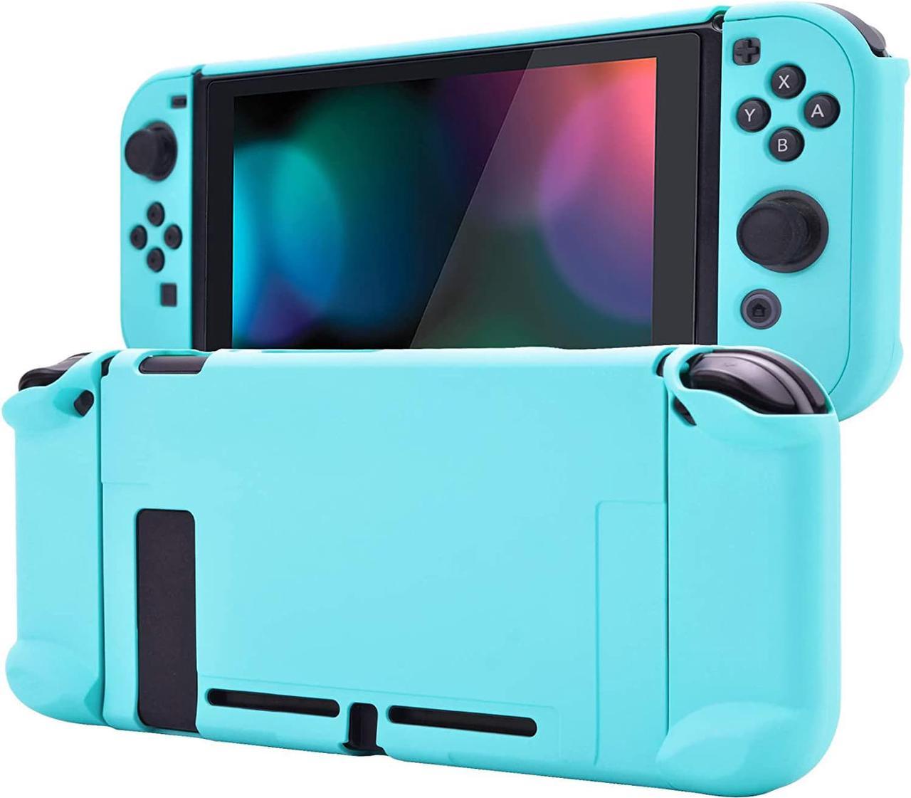 eXtremeRate Back Cover for Nintendo Switch Console, NS Joycon Handheld Separable Protector Hard Shell, Soft Touch Dockable Protective Case for Nintendo Switch - Heaven Blue