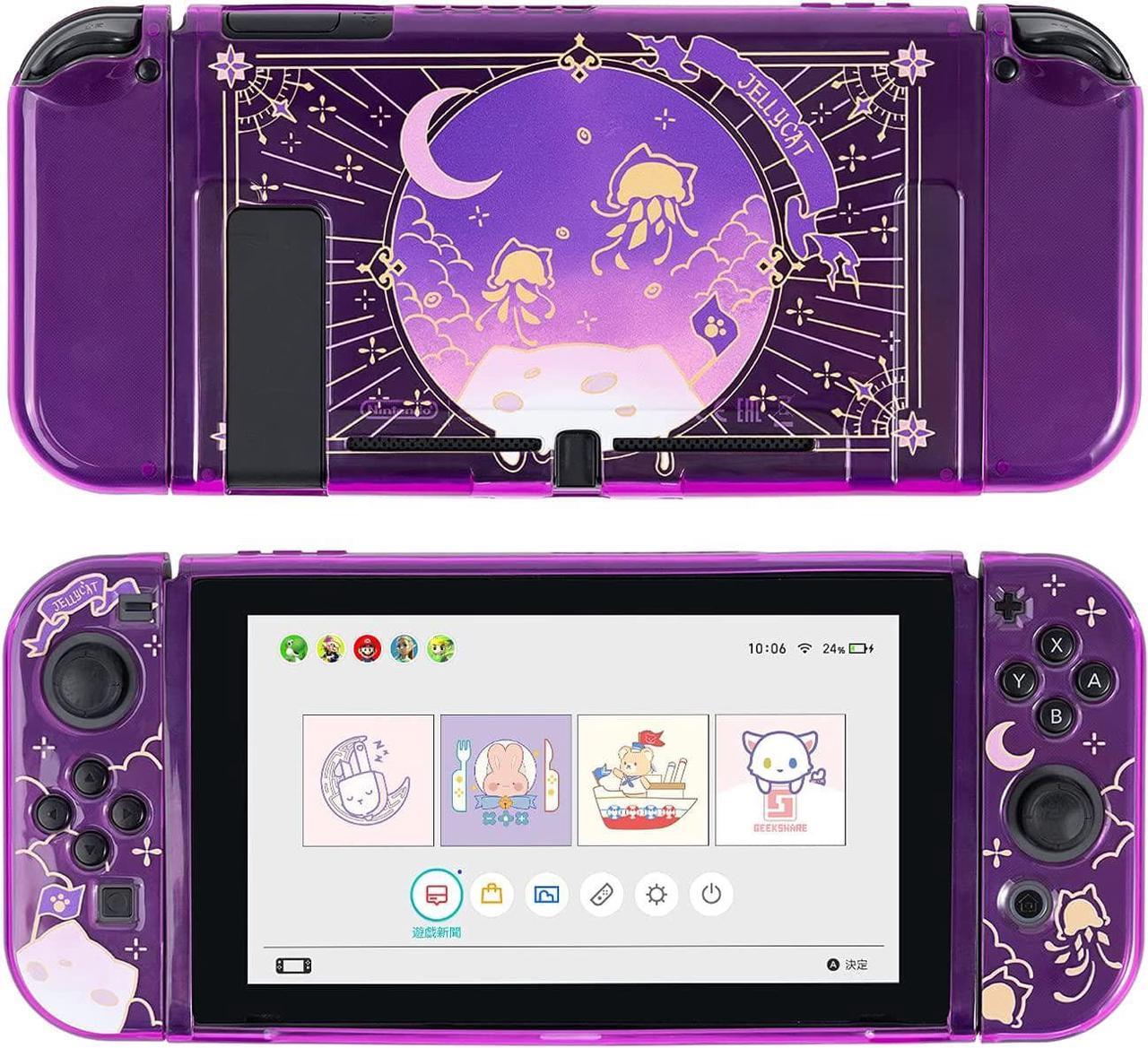 GeekShare Soft TPU Protective Case Slim Cover Case Compatible with Nintendo Switch and Joy Con - Shock-Absorption and Anti-Scratch -Jellyfish Cat