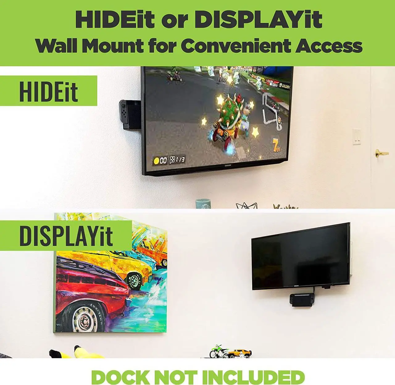 Alt view image 3 of 7 - HIDEit Mounts Switch Wall Mount - American Company, Steel Mount for Nintendo Switch and Nintendo Switch OLED to Safely Store Your Switch Console