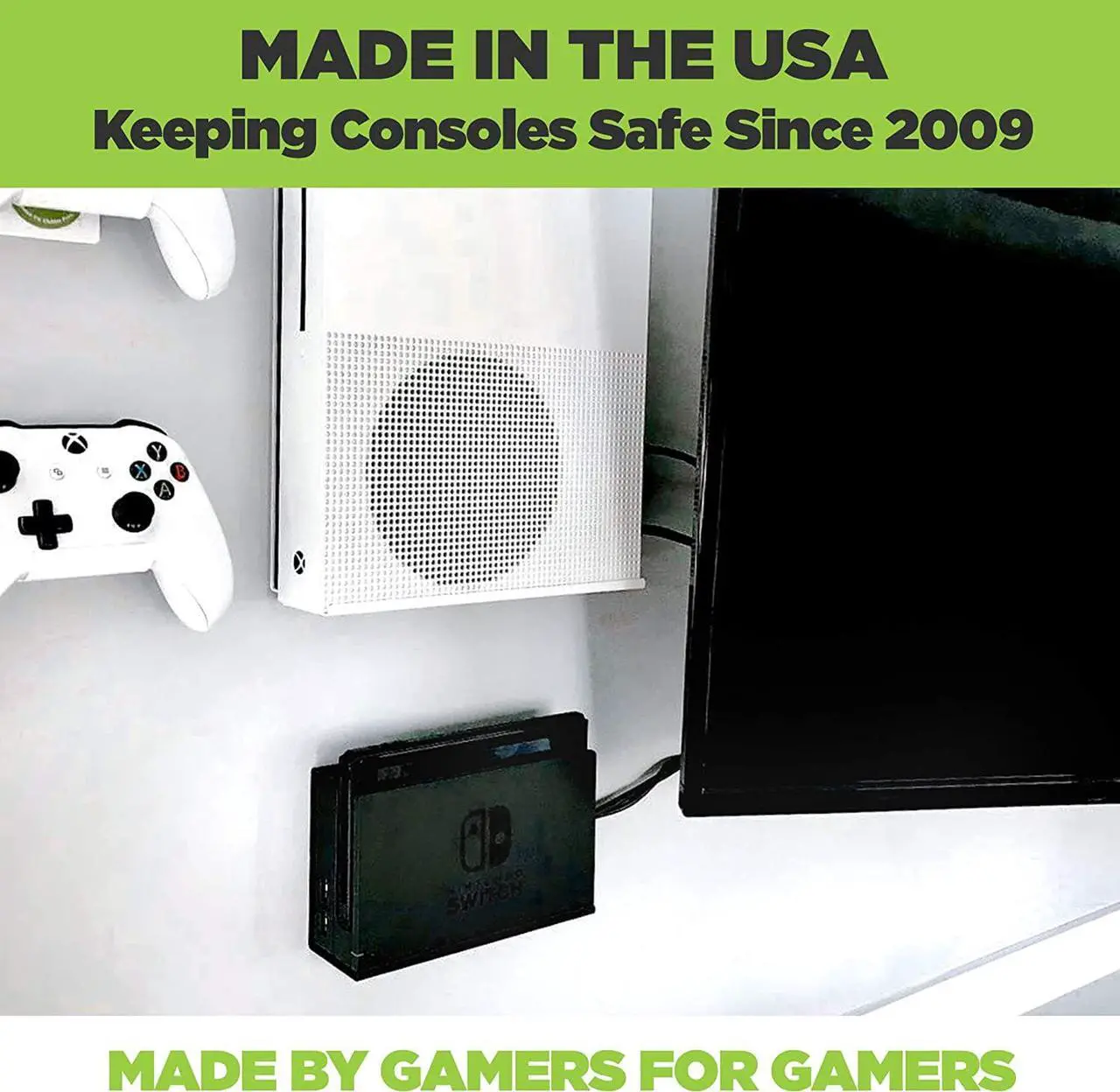 Alt view image 7 of 7 - HIDEit Mounts Switch Wall Mount - American Company, Steel Mount for Nintendo Switch and Nintendo Switch OLED to Safely Store Your Switch Console