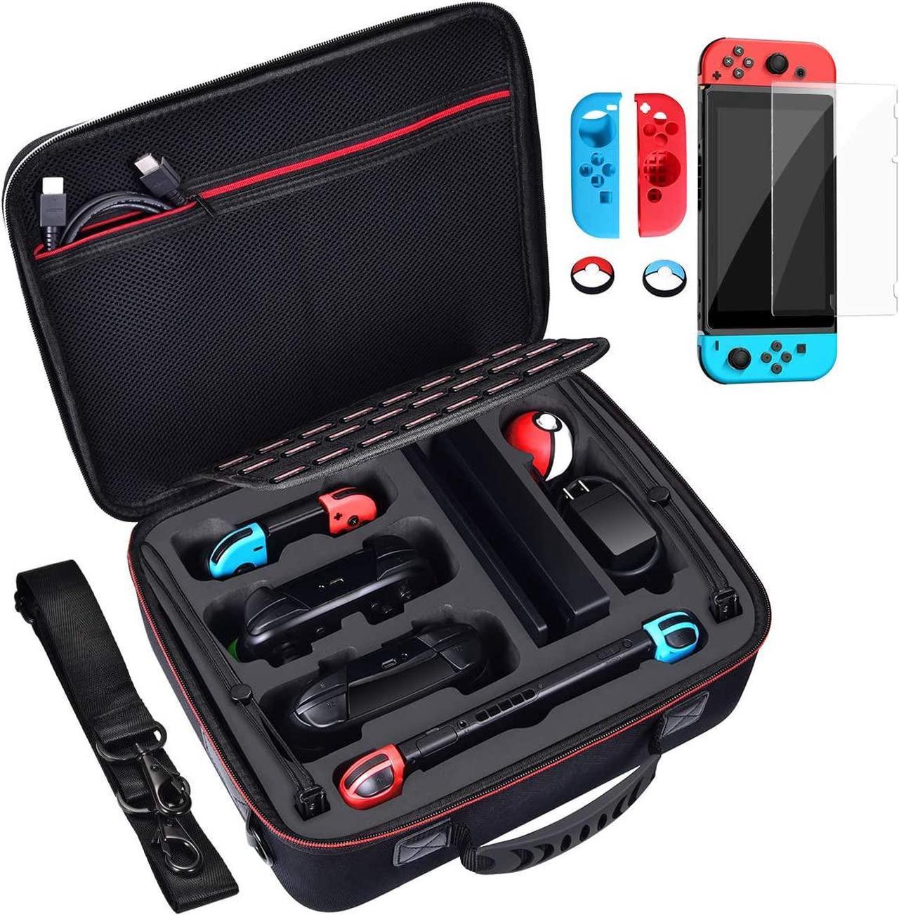 Diocall Deluxe Carrying Case Compatible with Nintendo Switch and Switch OLED 2021, Travel Bag Fit Switch Pro Controller