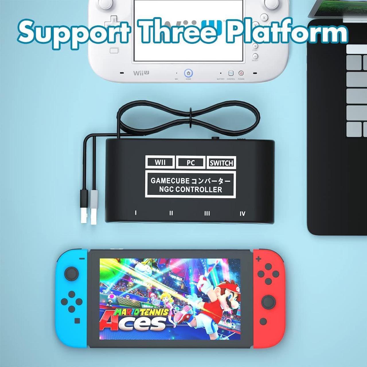 Alt view image 2 of 6 - Gamecube Controller Adapter for Switch Gamecube Adapter Wii U and PC, Super Smash Bros Choice Support Four Gamecube Controller and 70IN Long Cable