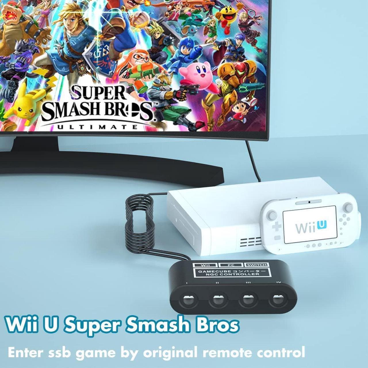 Alt view image 5 of 6 - Gamecube Controller Adapter for Switch Gamecube Adapter Wii U and PC, Super Smash Bros Choice Support Four Gamecube Controller and 70IN Long Cable
