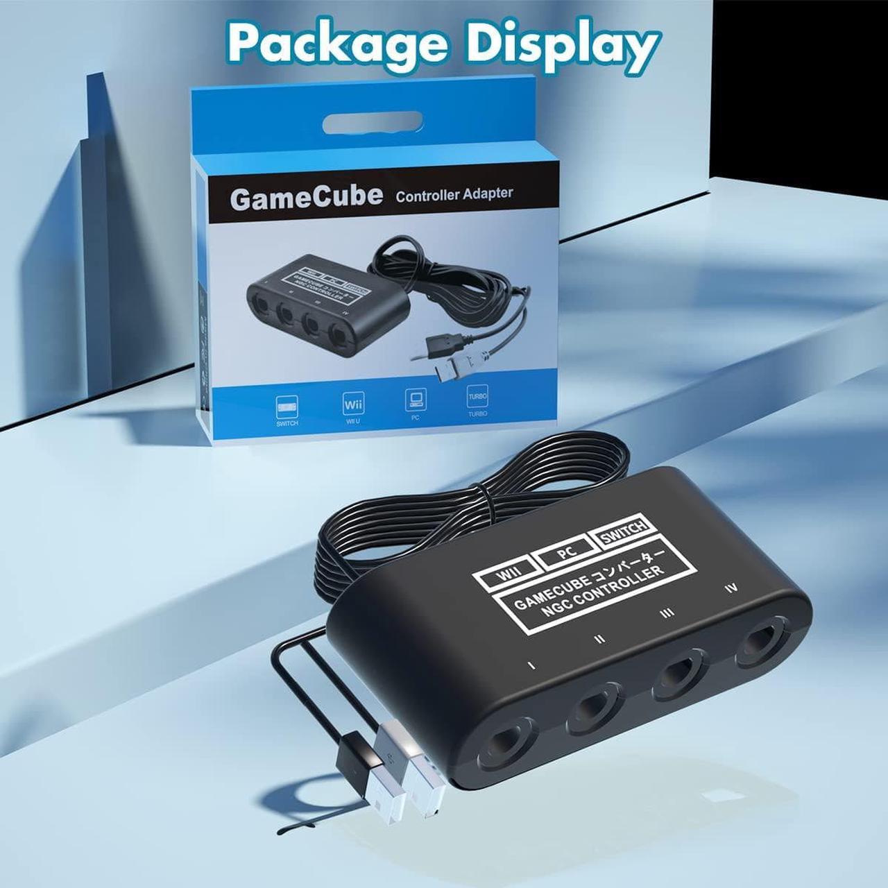 Alt view image 6 of 6 - Gamecube Controller Adapter for Switch Gamecube Adapter Wii U and PC, Super Smash Bros Choice Support Four Gamecube Controller and 70IN Long Cable