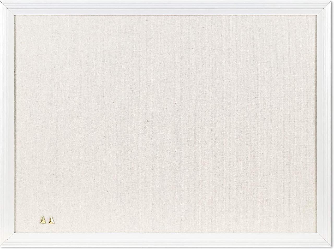 U Brands Linen Cork Linen Bulletin Board, 17 x 23 Inches, White Wood Frame (3264U00-01)