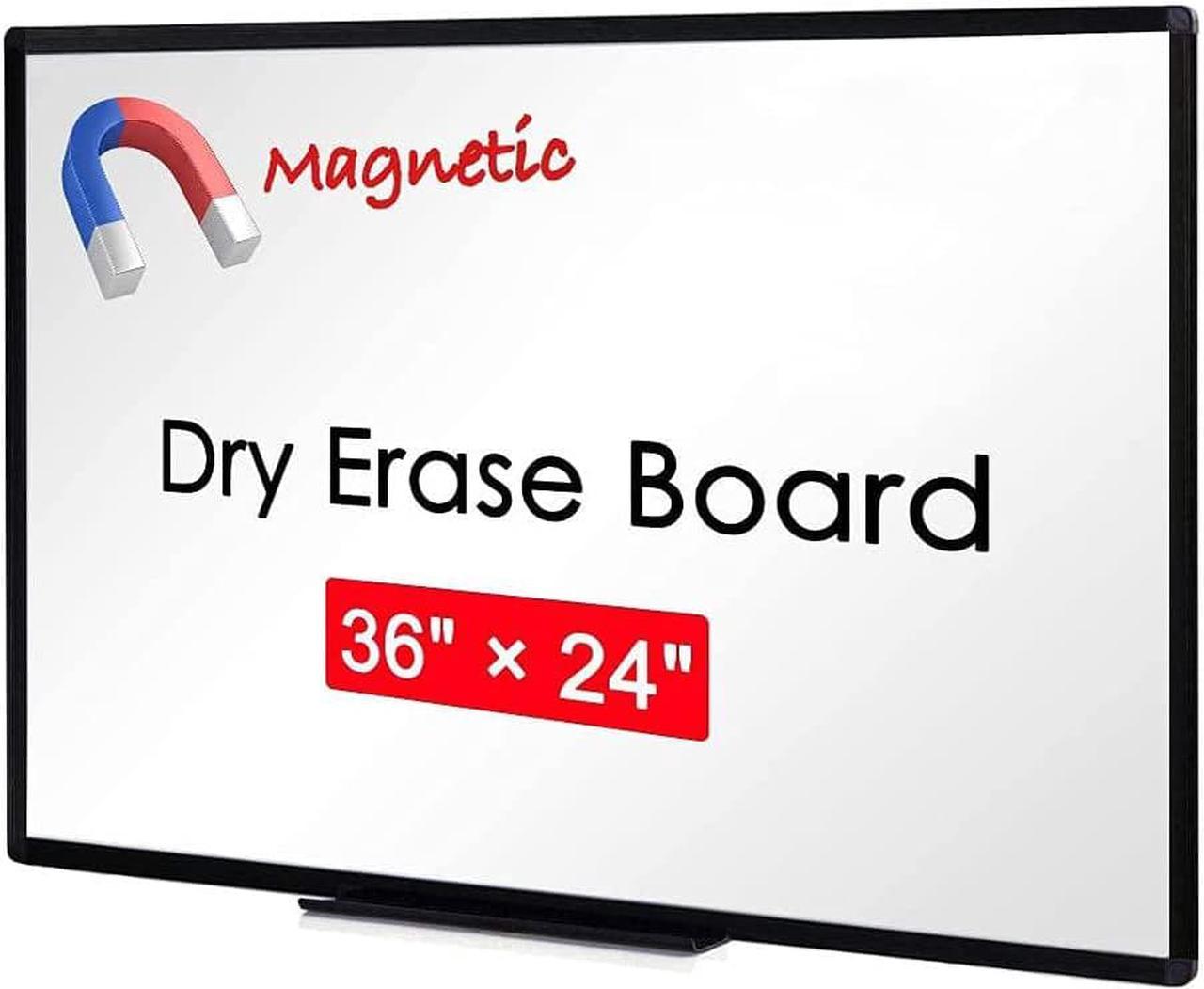 VIZ-PRO Magnetic Dry Erase Board Whiteboard, White Board for Wall, 36 X 24 Inches, Black Aluminium Frame