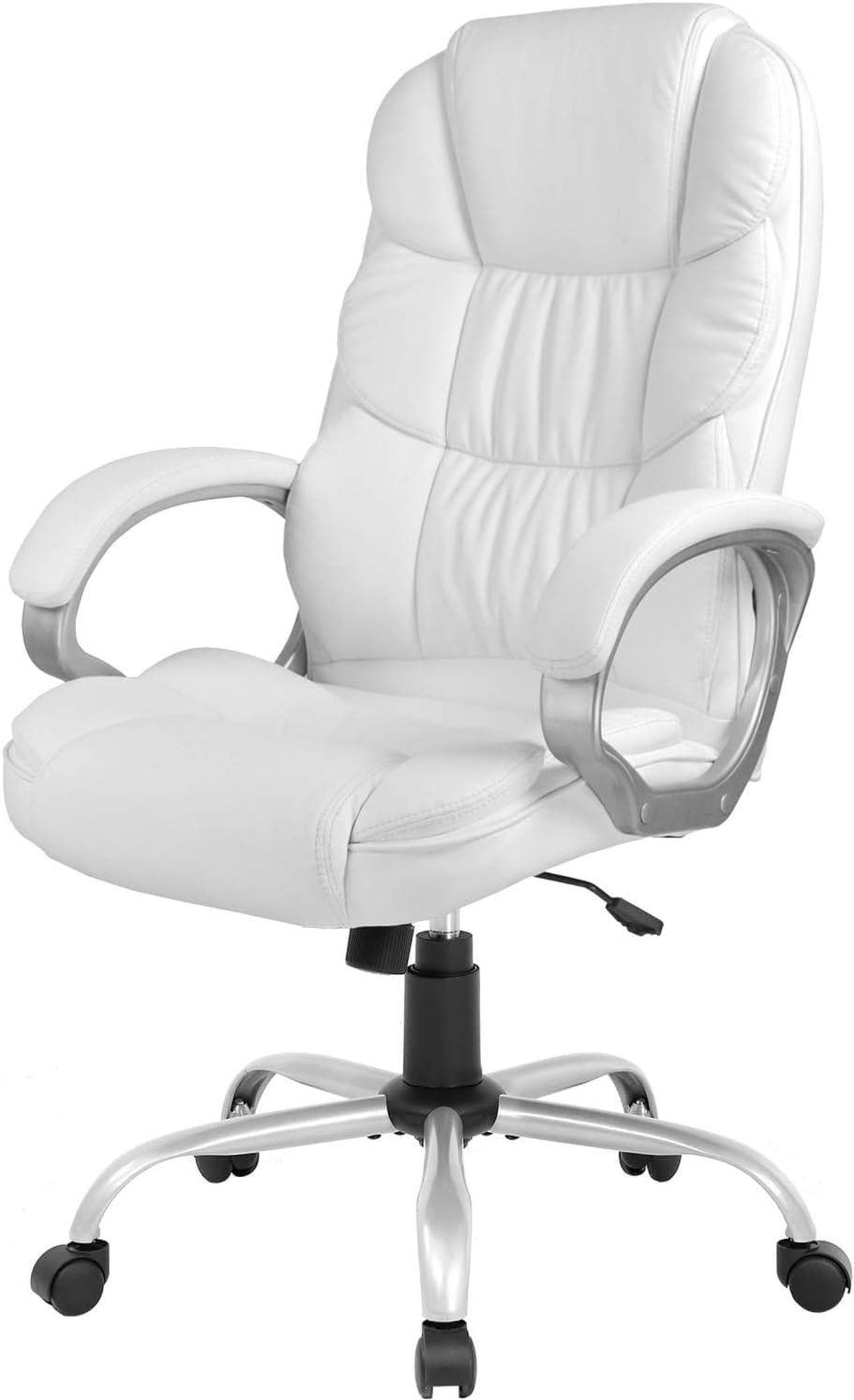 Main image of Office Chair Computer High Back Adjustable Ergonomic Desk Chair Executive PU Leather Swivel Task Chair with Armrests Lumbar Support (White)