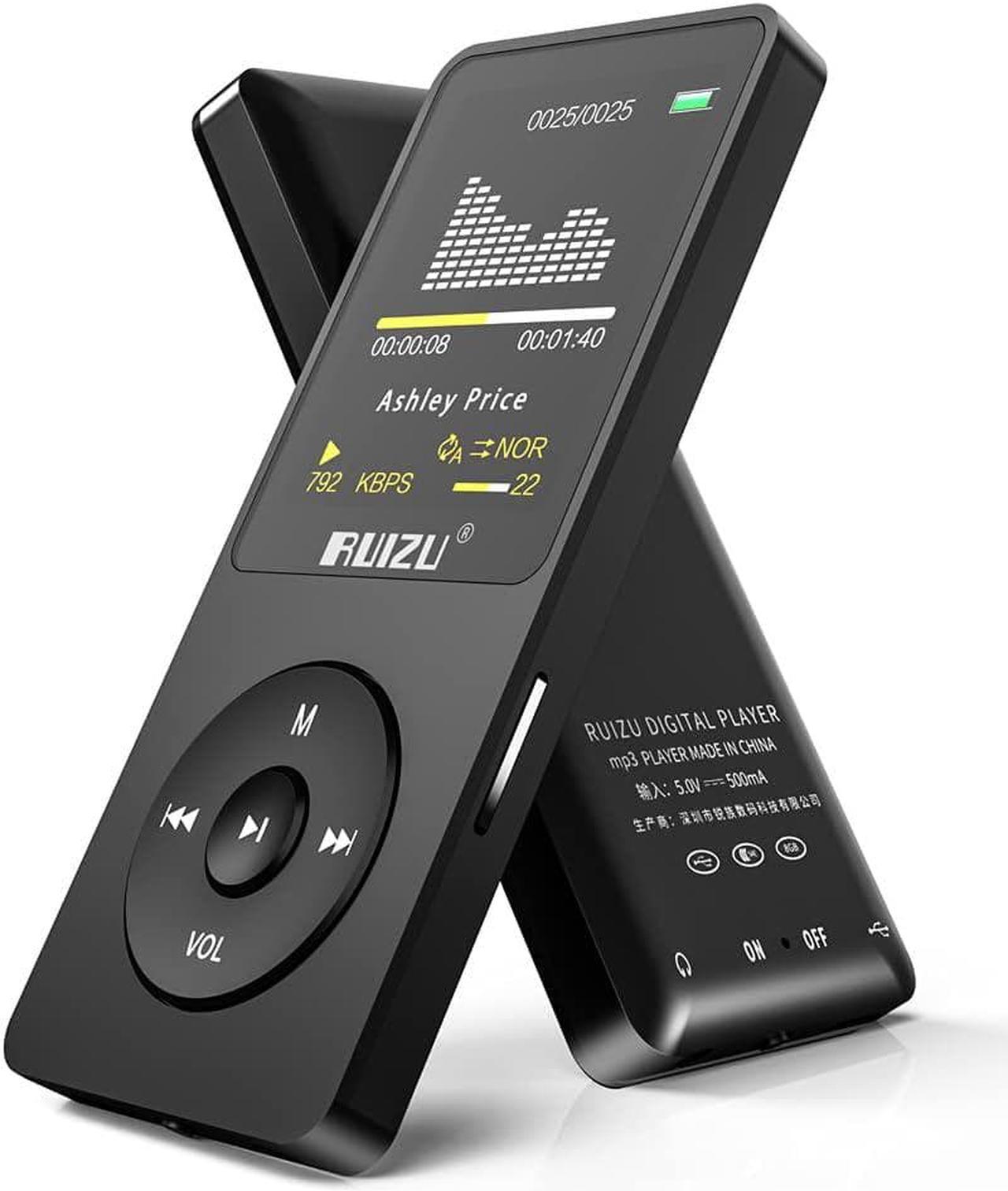 RUIZU MP3 Player with Bluetooth 5.0, HiFi Lossless Digital Music Player 8GB, Long Battery Life MP3 Player with FM Radio, Voice Recorder, E-Book, 80 Hours Playback, Expandable Up to 128GB