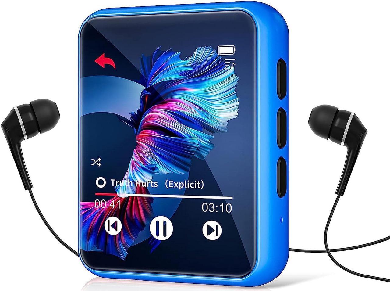 MP3 Player 32GB MP3 Player with Bluetooth 5.0 Portable HiFi Lossless Sound MP3 Music Player and FM Radio Recorder E-Book 2.4 inch Screen Maximum Support 128GBBlue