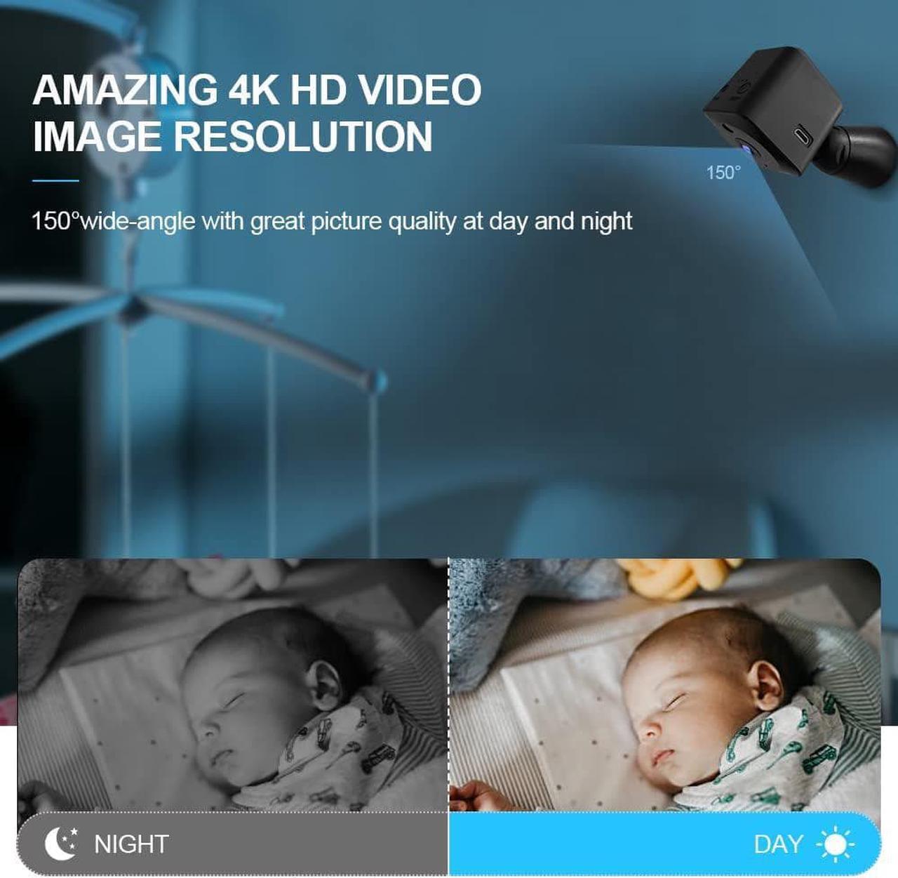 Alt view image 3 of 6 - Spy Camera WiFi Mini Hidden Camera 4K HD Clear Live Video Long Standby Time Tiny Spy Cam Compact Indoor Wireless Hidden Security Camera with Phone App Easy Setup Smallest Home Surveillance Nanny Cam