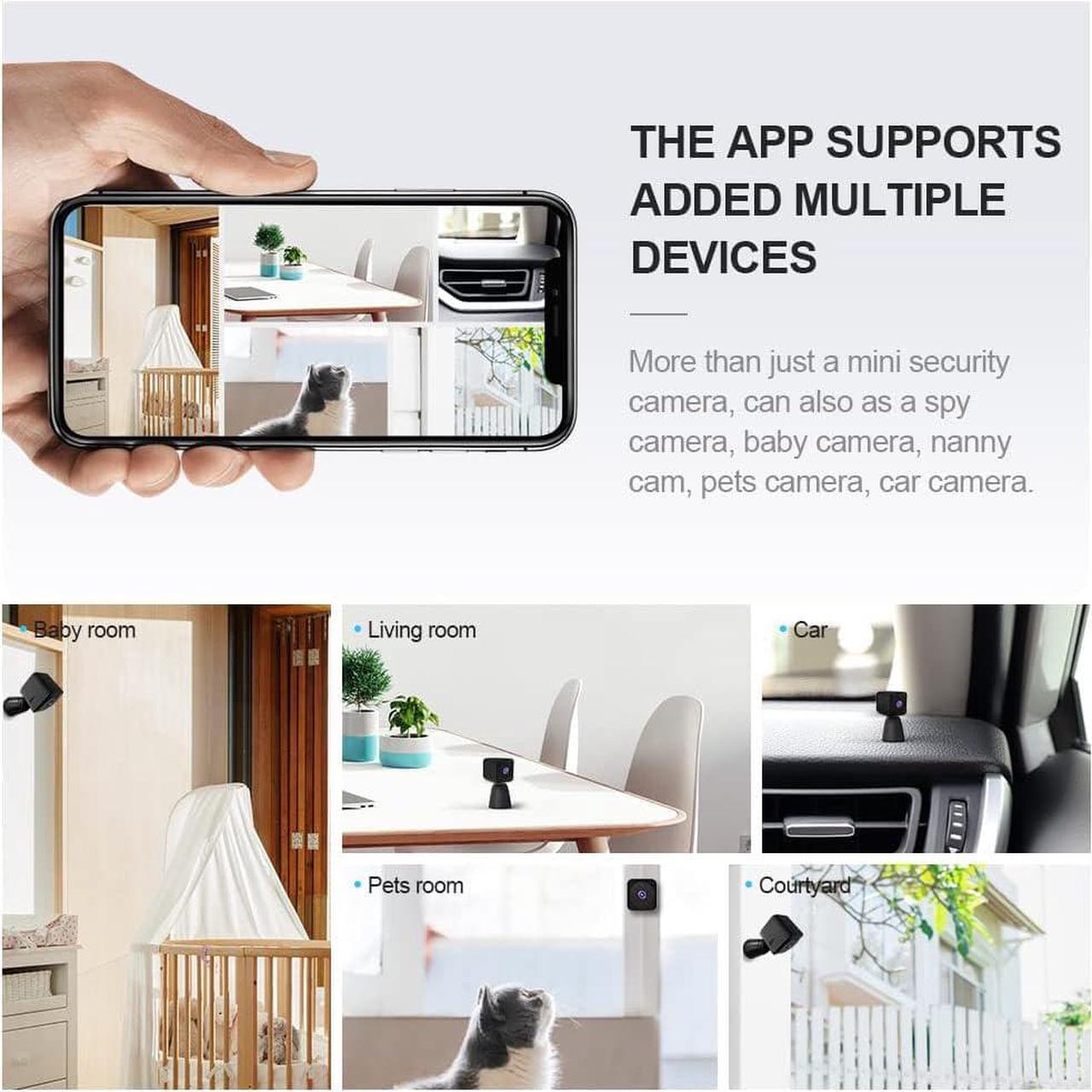 Alt view image 6 of 6 - Spy Camera WiFi Mini Hidden Camera 4K HD Clear Live Video Long Standby Time Tiny Spy Cam Compact Indoor Wireless Hidden Security Camera with Phone App Easy Setup Smallest Home Surveillance Nanny Cam