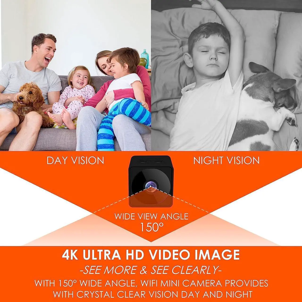 Alt view image 2 of 7 - 2022 Spy Camera WiFi Mini Hidden Camera, Nanny Cam, 4K Ultra HD Hidden Cameras for Home, Night Vision, Motion Detection Alarm, Small Body Camera, Mini Camera WiFi, Spy Cam (Free 32G SD Card Included)