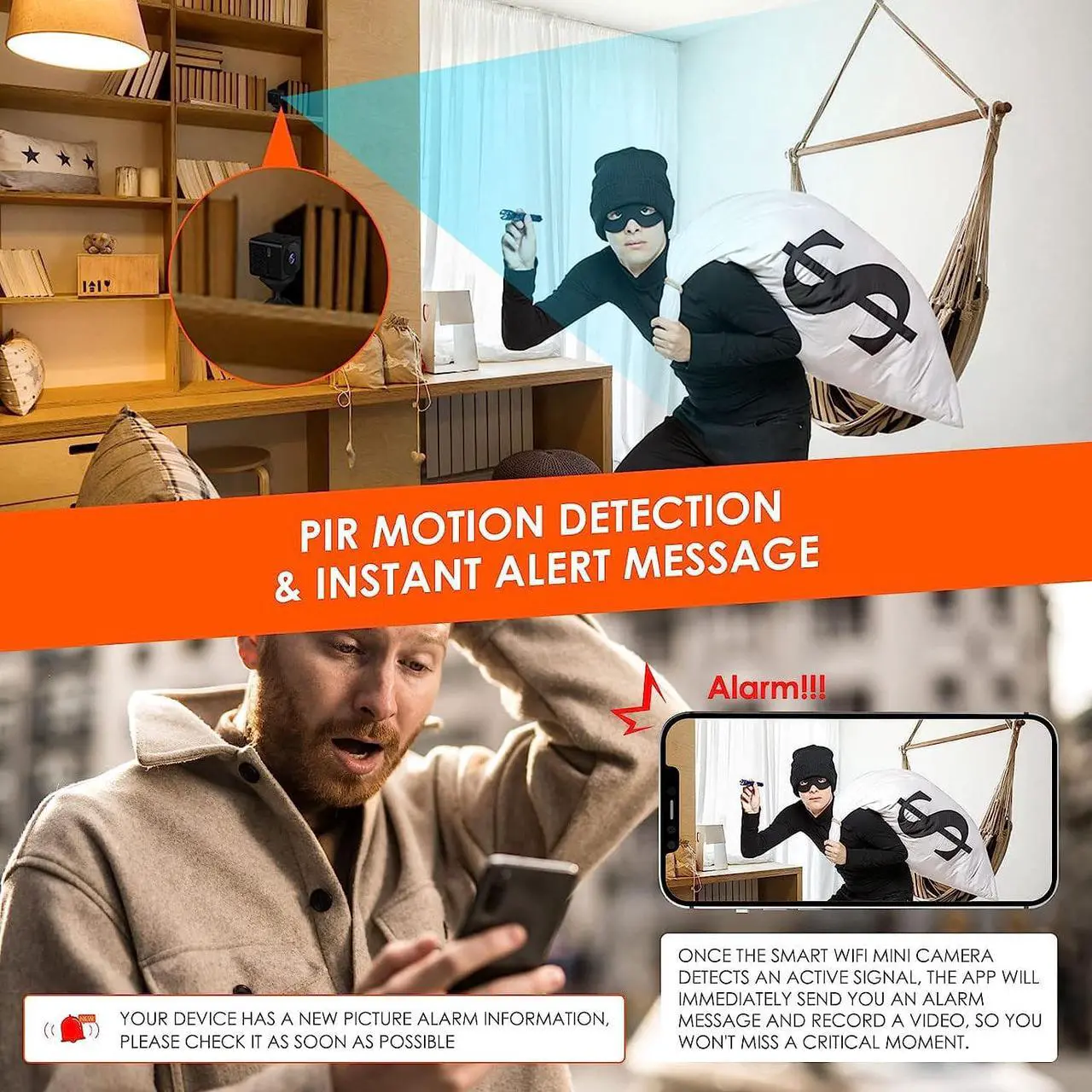 Alt view image 5 of 7 - 2022 Spy Camera WiFi Mini Hidden Camera, Nanny Cam, 4K Ultra HD Hidden Cameras for Home, Night Vision, Motion Detection Alarm, Small Body Camera, Mini Camera WiFi, Spy Cam (Free 32G SD Card Included)