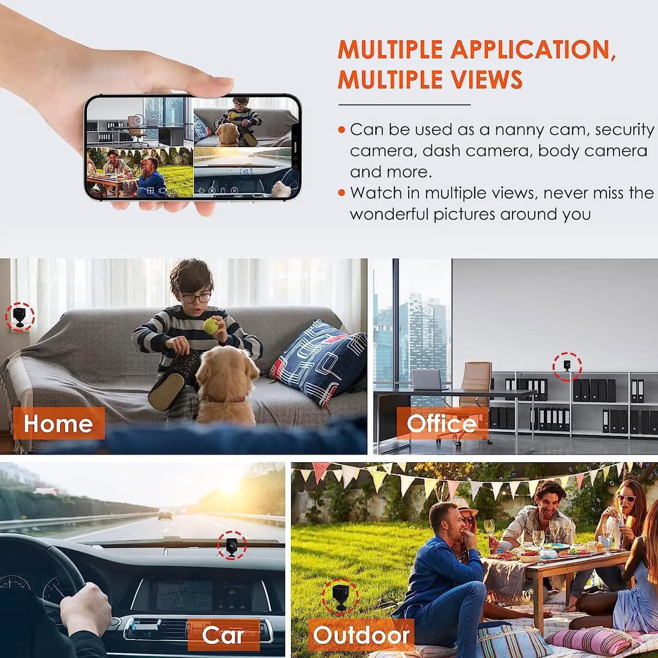 Alt view image 6 of 7 - 2022 Spy Camera WiFi Mini Hidden Camera, Nanny Cam, 4K Ultra HD Hidden Cameras for Home, Night Vision, Motion Detection Alarm, Small Body Camera, Mini Camera WiFi, Spy Cam (Free 32G SD Card Included)