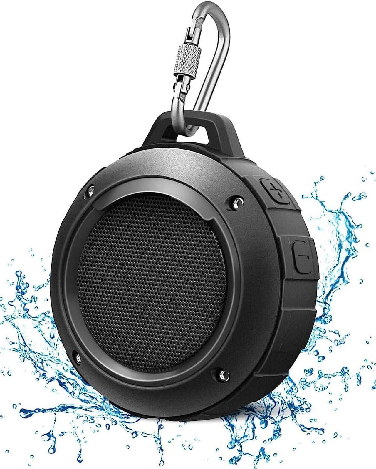 Outdoor Waterproof Bluetooth Speaker,Kunodi Wireless Portable Mini Shower Travel Speaker with Subwoofer, Enhanced Bass, Built in Mic for Sports, Pool, Beach, Hiking, Camping (Black)