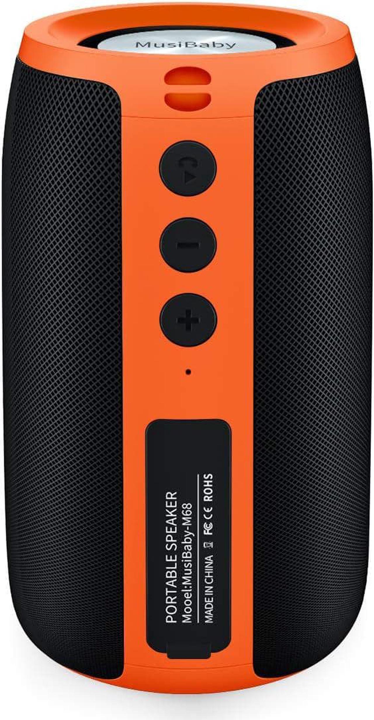 Bluetooth Speaker,MusiBaby Speakers Bluetooth Wireless,Portable,Waterproof,Outdoor Speaker,Loud Stereo Sound,Booming Bass,Dual Pairing,Bluetooth 5.0 Speakers,24H Playtime for Home,Party(Orange)