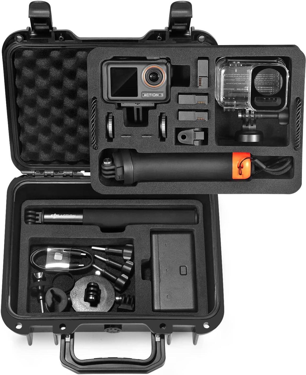 Lekufee Small Waterproof Hard Case Compatible with DJI Osmo Action 3 Combo and More DJI Action Camera Accessories (Case Only)