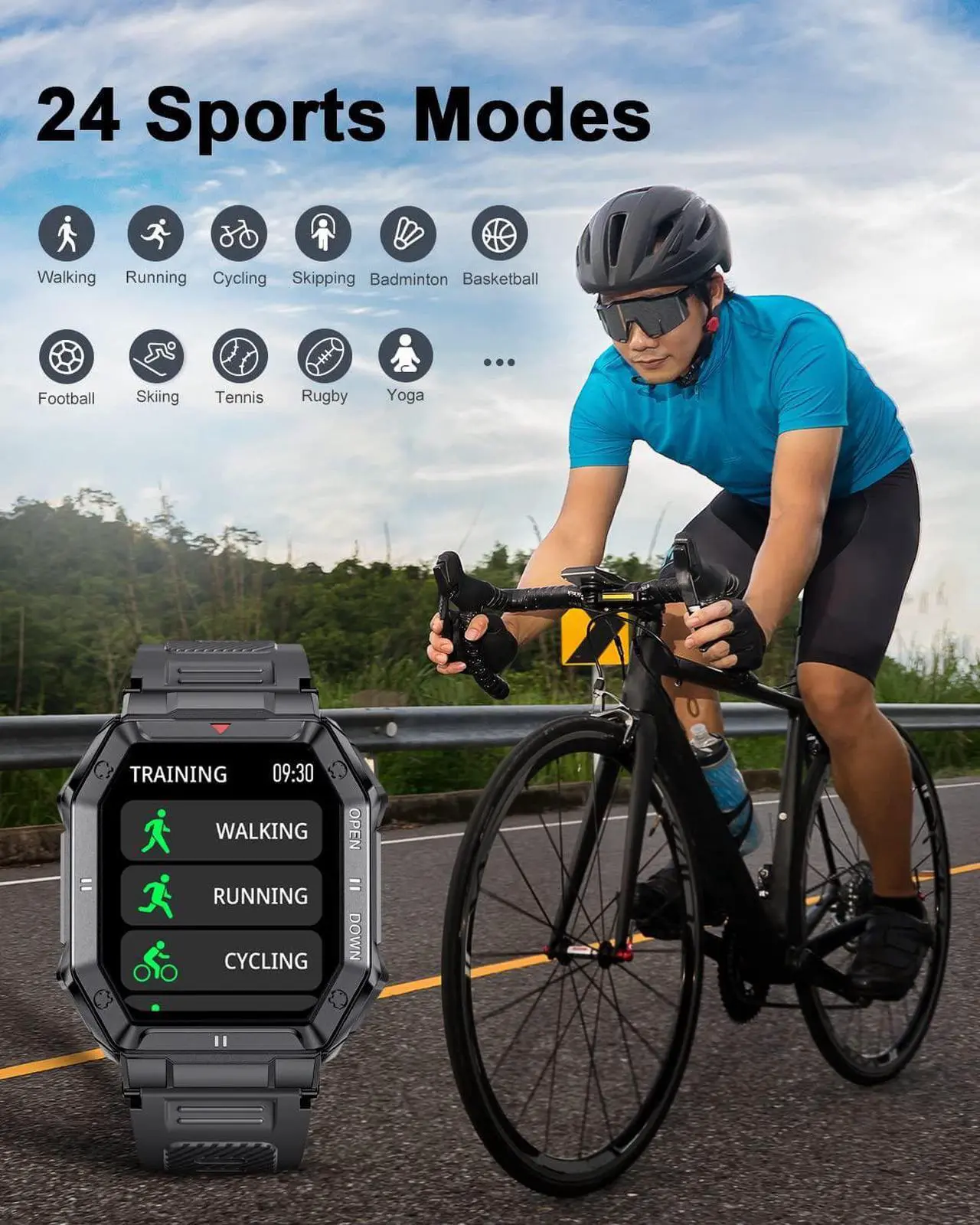 Alt view image 3 of 7 - LIGE Military Smart Watches for Men,5ATM Waterproof Outdoors Sport Fitness Activity Tracker Watch, 1.85'' HD Blood Pressure/Blood Oxygen/Heart Rate Monitor SmartWatches Compatible with iOS and Android