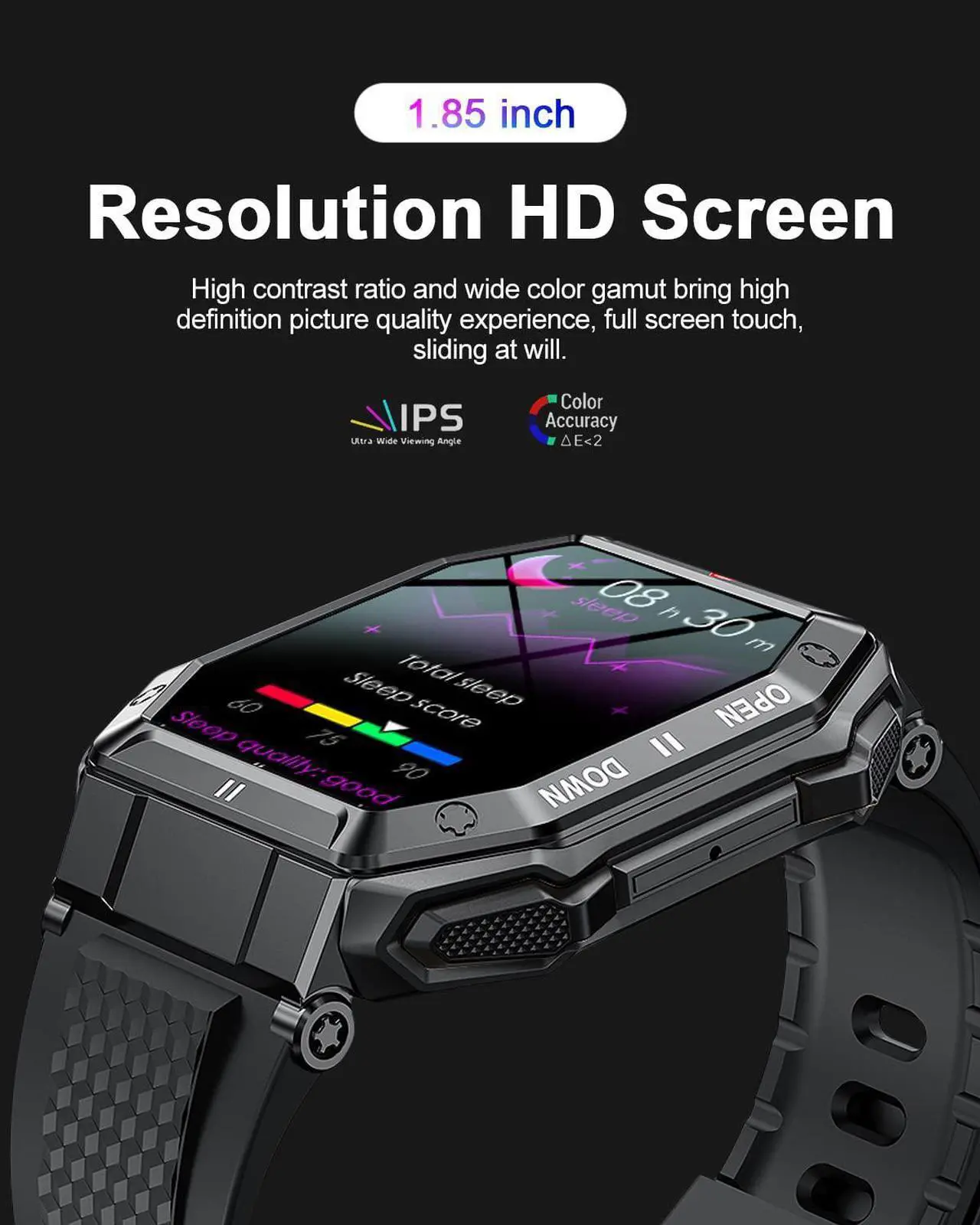 Alt view image 6 of 7 - LIGE Military Smart Watches for Men,5ATM Waterproof Outdoors Sport Fitness Activity Tracker Watch, 1.85'' HD Blood Pressure/Blood Oxygen/Heart Rate Monitor SmartWatches Compatible with iOS and Android
