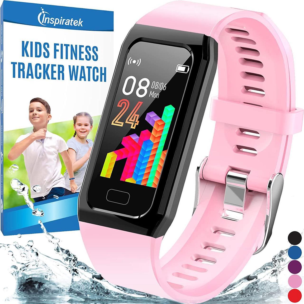 Inspiratek Kids Fitness Tracker for Girls and Boys Age 5-16 (4 Color)- Waterproof Fitness Watch for Kids with Heart Rate Monitor, Sleep Monitor, Calorie Counter and More - Kids Activity Tracker