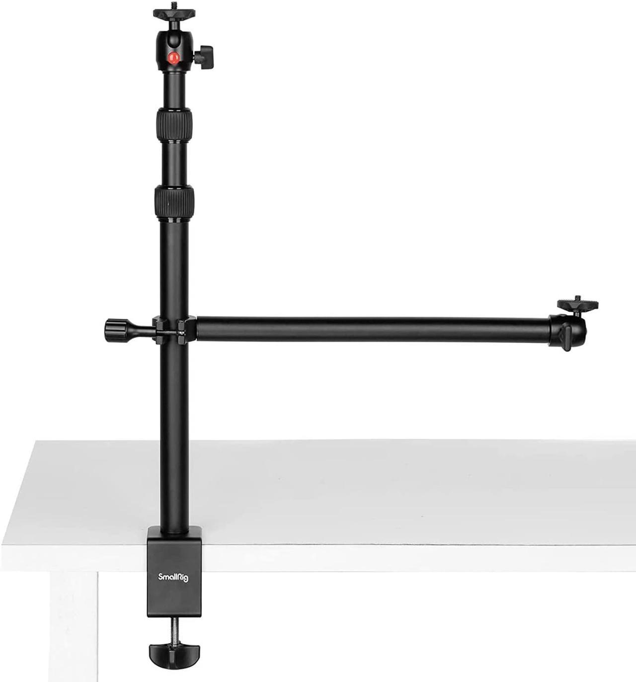 SMALLRIG Camera Desk Mount Table Stand with Magic Arm and 1/4" Ball Head, 13"-35.4" Adjustable Light Stand, Tabletop C Clamp for DSLR Camera, Ring Light, Live Streaming, Photo Video Shooting - 3992