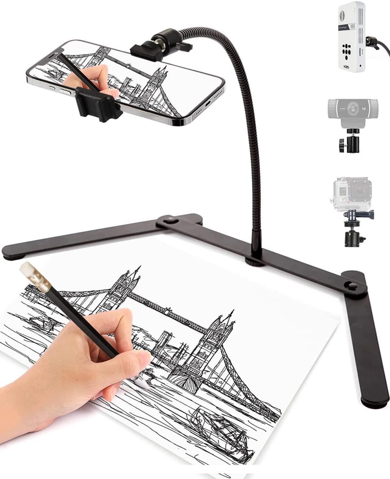 Adjustable Phone Tripod, Phone Stand for Recording, Overhead Phone Mount, Tabletop Tripod for Cookie Decorating and Teaching Online Live Streaming and Showing Drawing Sketching Cooking Recording