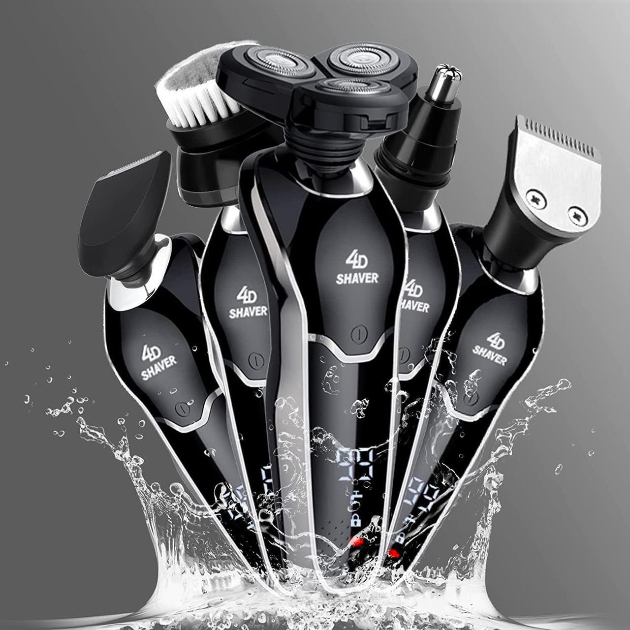 Alt view image 2 of 7 - Electric Shaver Razor for Men, BestMal 5 in 1 Wet/Dry Electric Shavers Razors for Men, Rechargeable Waterproof Mens Electric Razor with Nose Trimmer Sideburns Hair Trimmer and Face Cleaning Brush