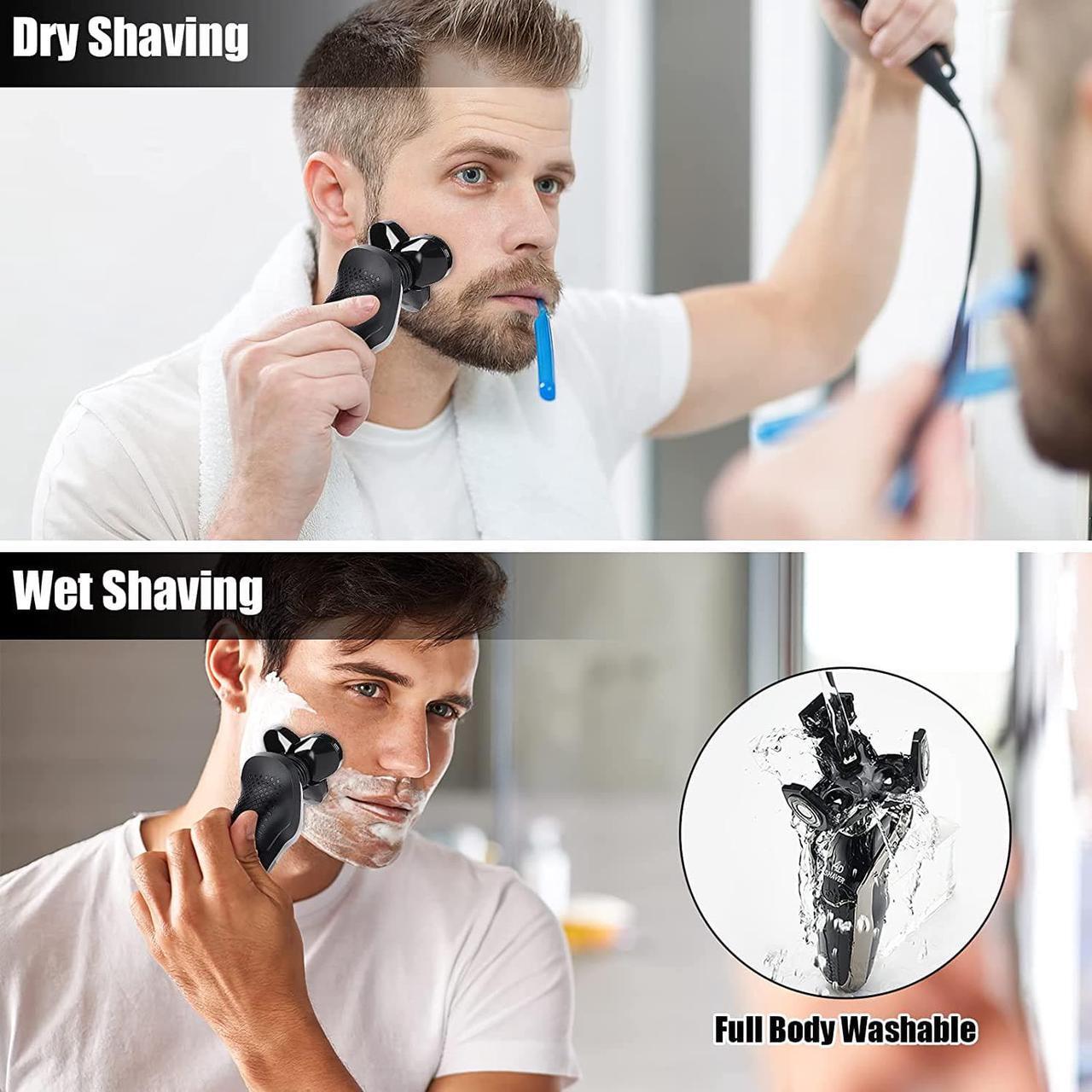 Alt view image 3 of 7 - Electric Shaver Razor for Men, BestMal 5 in 1 Wet/Dry Electric Shavers Razors for Men, Rechargeable Waterproof Mens Electric Razor with Nose Trimmer Sideburns Hair Trimmer and Face Cleaning Brush