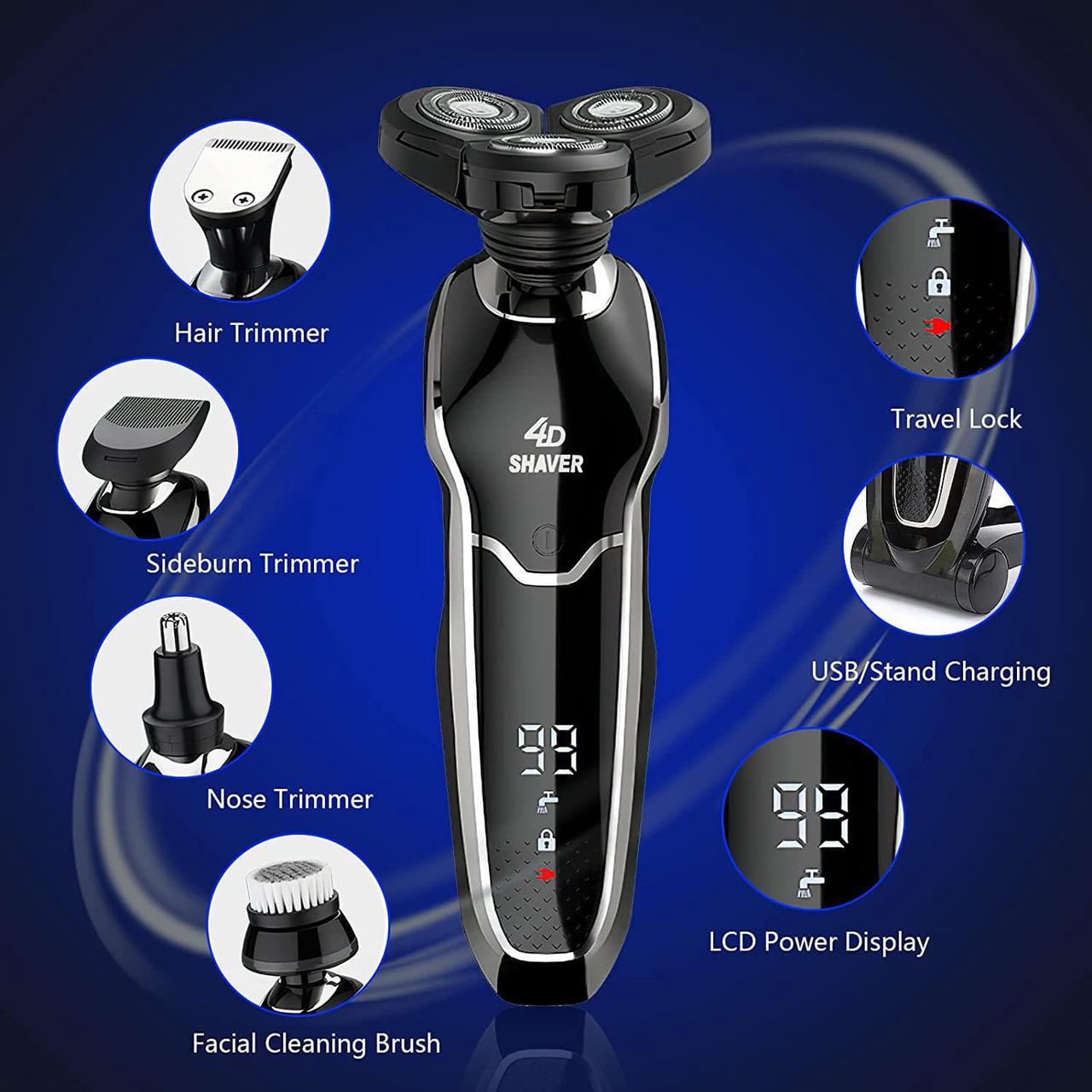 Alt view image 5 of 7 - Electric Shaver Razor for Men, BestMal 5 in 1 Wet/Dry Electric Shavers Razors for Men, Rechargeable Waterproof Mens Electric Razor with Nose Trimmer Sideburns Hair Trimmer and Face Cleaning Brush