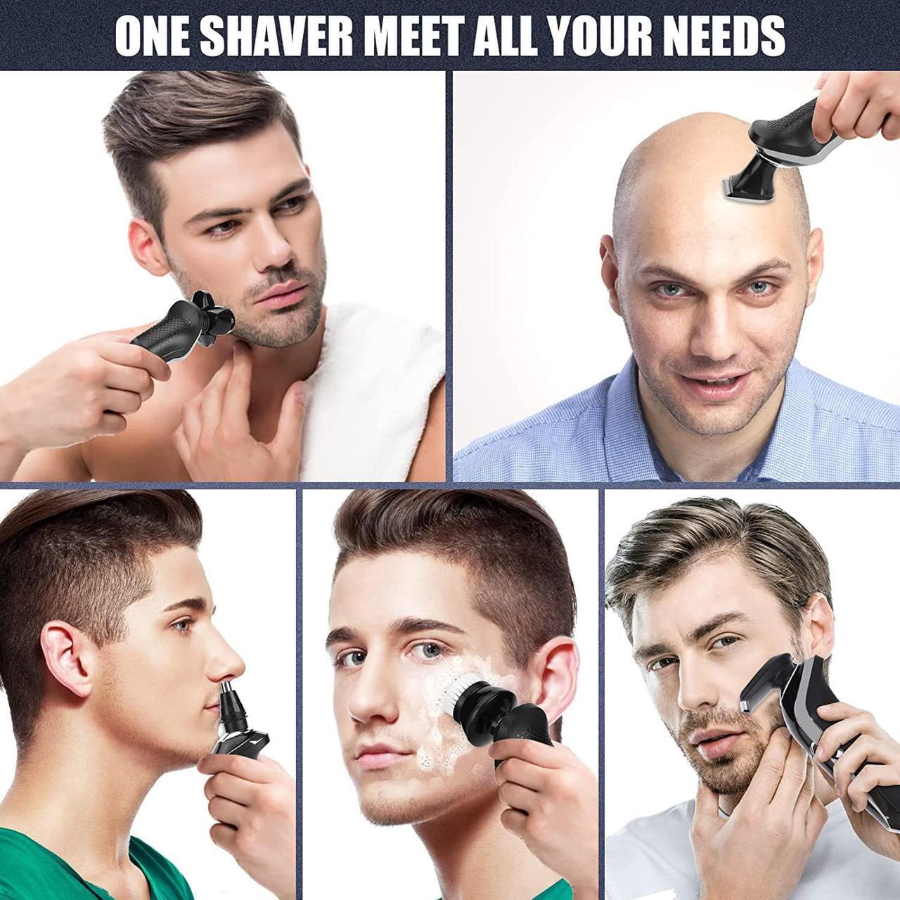 Alt view image 4 of 7 - Electric Shaver Razor for Men, BestMal 5 in 1 Wet/Dry Electric Shavers Razors for Men, Rechargeable Waterproof Mens Electric Razor with Nose Trimmer Sideburns Hair Trimmer and Face Cleaning Brush