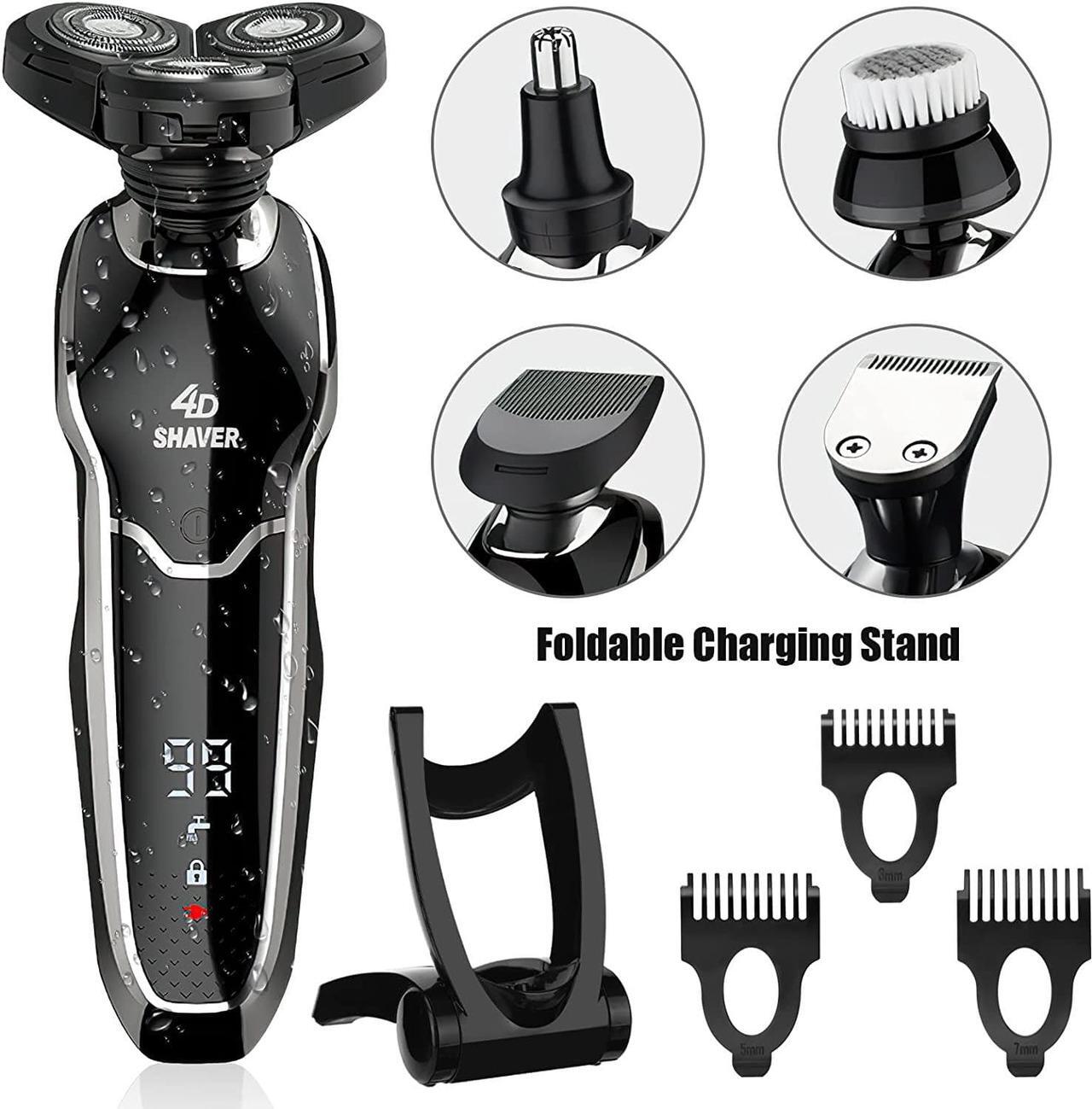 Alt view image 7 of 7 - Electric Shaver Razor for Men, BestMal 5 in 1 Wet/Dry Electric Shavers Razors for Men, Rechargeable Waterproof Mens Electric Razor with Nose Trimmer Sideburns Hair Trimmer and Face Cleaning Brush