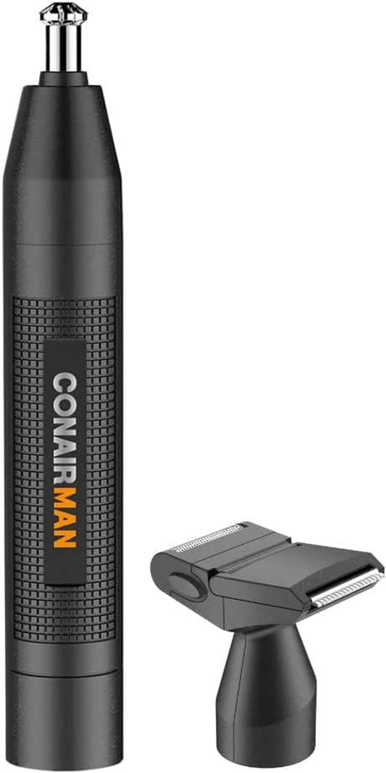 Conair Man Battery Powered Ear/Nose Trimmer; Includes Detailer and Shaver Attachment, Black, PG1000