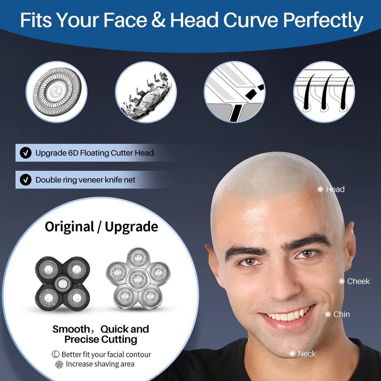 Alt view image 2 of 7 - Roziaplus Head Shaver for Bald Men Electric Shavers Upgrade Rotary Shaver Best Close Shaver for Man Rechargeable Bald Mens Razor Multifunctional Electric Razors Wet & Dry Shaved Bald Shaver
